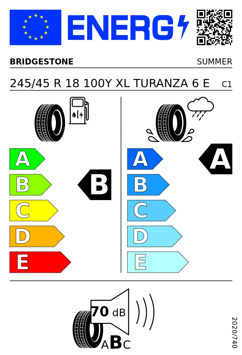 PNEUMATICI NUOVI BRIDGESTONE 245/45 R18 XL 100Y TL TURANZA 6 MFS ESTIVI