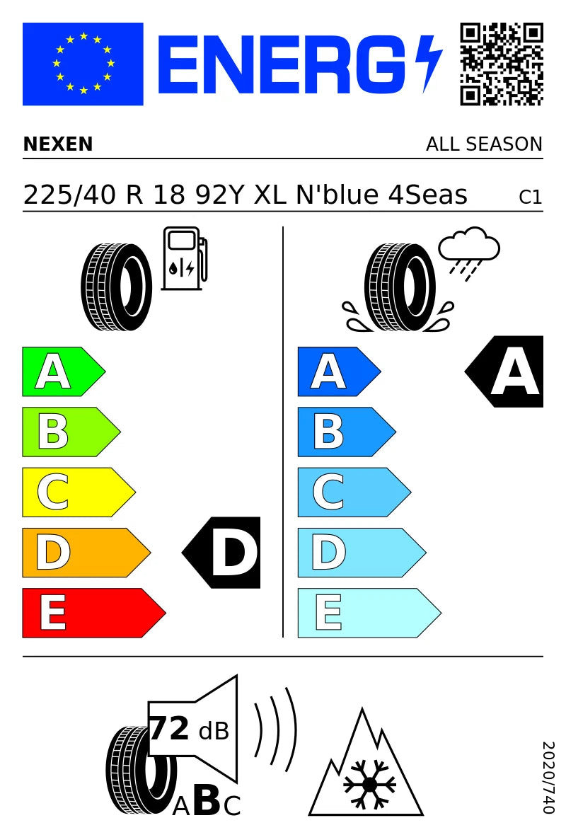 PNEUMATICI NUOVI NEXEN 225/40 ZR18 XL 92Y TL N’BLUE 4 STAGIONI 2 M+S 3PMSF