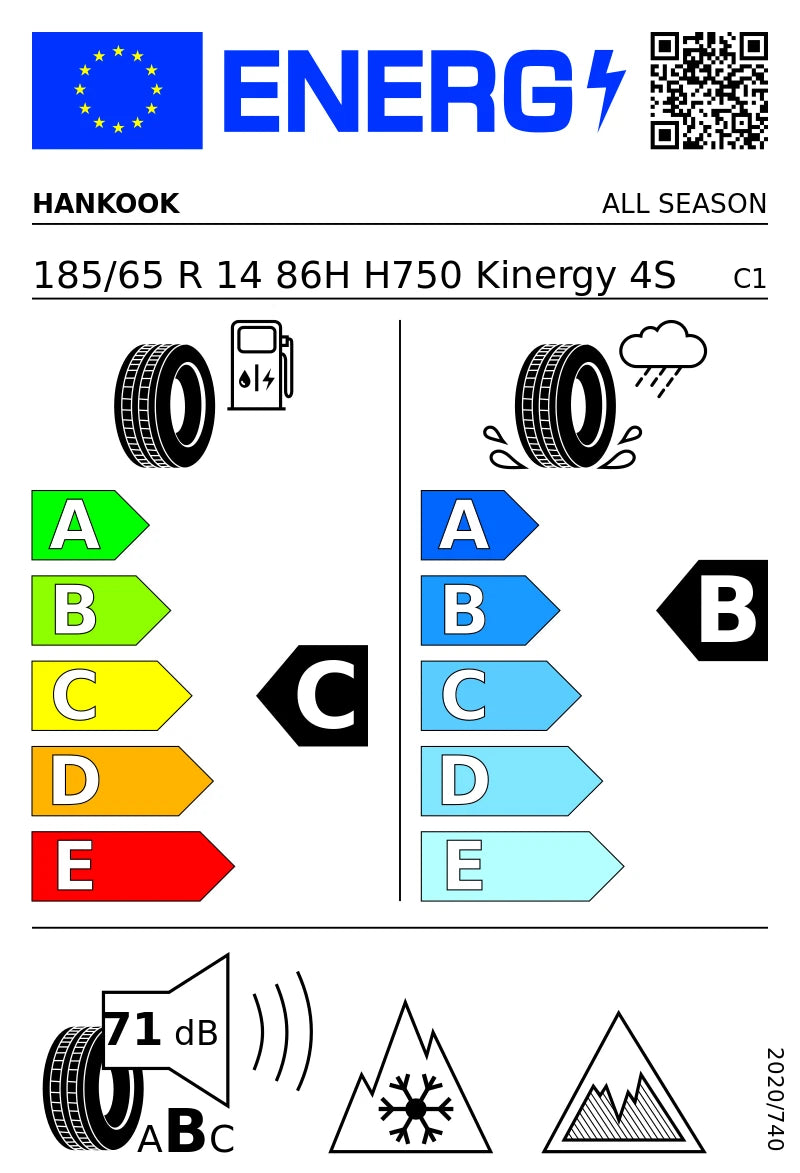 PNEUMATICI NUOVI HANKOOK 185/65 R14 86H TL KINERGY H750 4STAGIONI