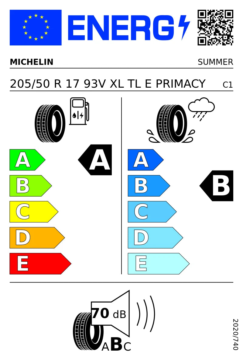 PNEUMATICI NUOVI MICHELIN 205/50 R17 XL 93V TL E.PRIMACY ESTIVI