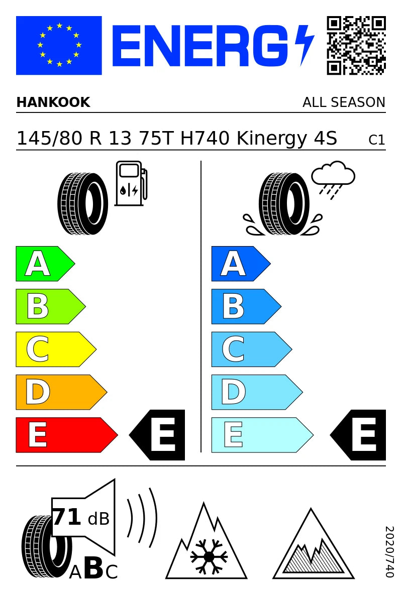 PNEUMATICI NUOVI HANKOOK 145/80 R13 75T TL KINERGY 4S H740 4 STAGIONI