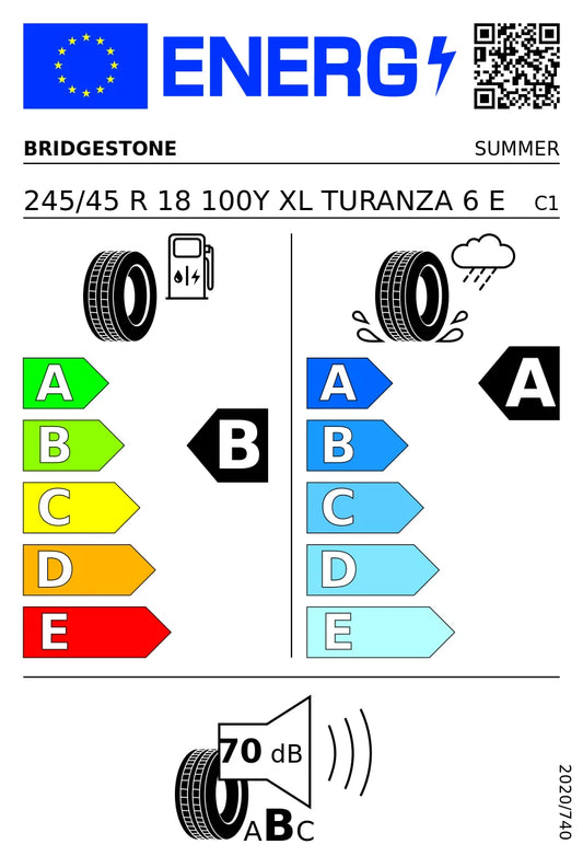 PNEUMATICI NUOVI BRIDGESTONE 245/45 R18 XL 100Y TL TURANZA 6 MFS ESTIVI