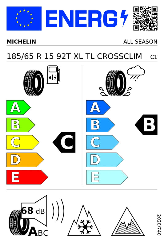 PNEUMATICI NUOVI MICHELIN 185/65 R15 XL 92T TL CROSSCLIMATE+ 4STAGIONI