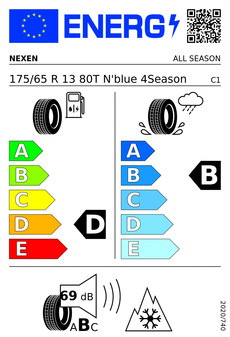 PNEUMATICI NUOVI NEXEN 175/65 R13 80T TL N’BLUE 4STAGIONI
