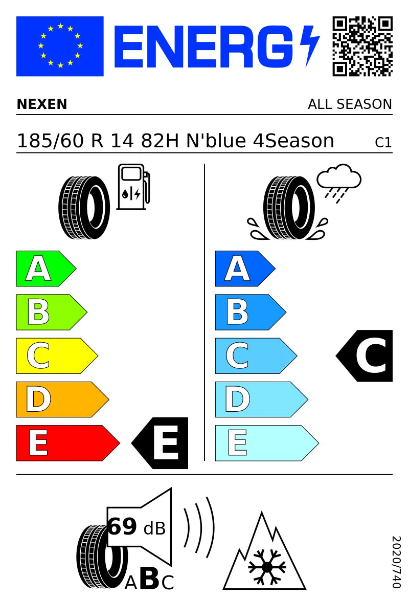 PNEUMATICI NUOVI NEXEN 185/60 R14 82H TL N’BLUE 4STAGIONI
