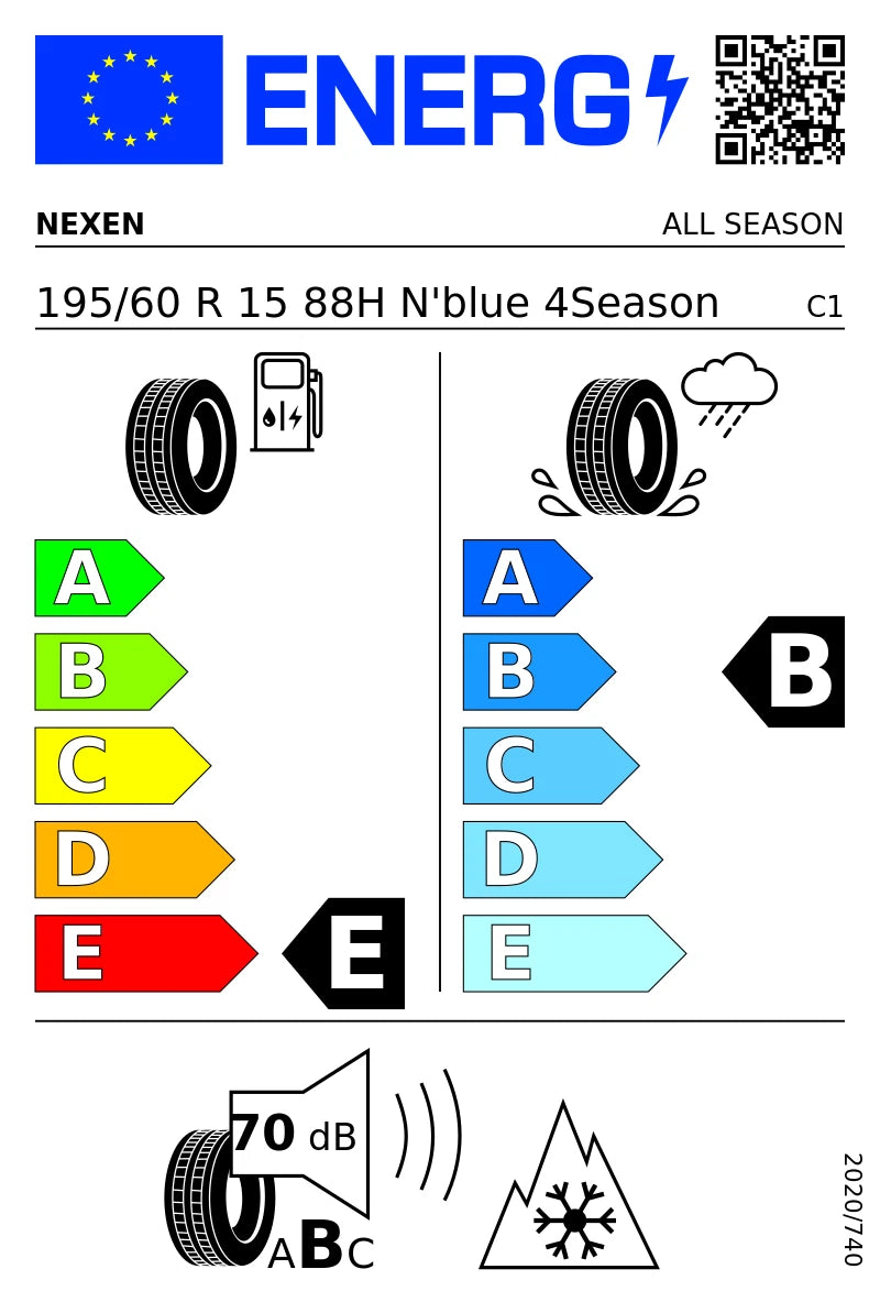PNEUMATICI NUOVI NEXEN 195/60 R15 88H TL N’BLUE 4STAGIONI