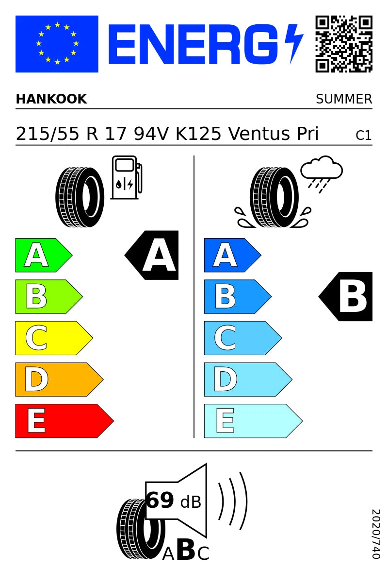 PNEUMATICI NUOVI HANKOOK 215/55 R17 94V TL VENTUS PRIME3 K125 ESTIVI