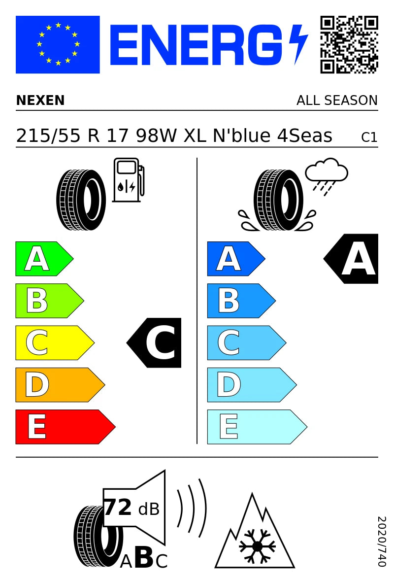 PNEUMATICI NUOVI NEXEN 215/55 R17 XL 98W TL N’BLUE 4STAGIONI 2