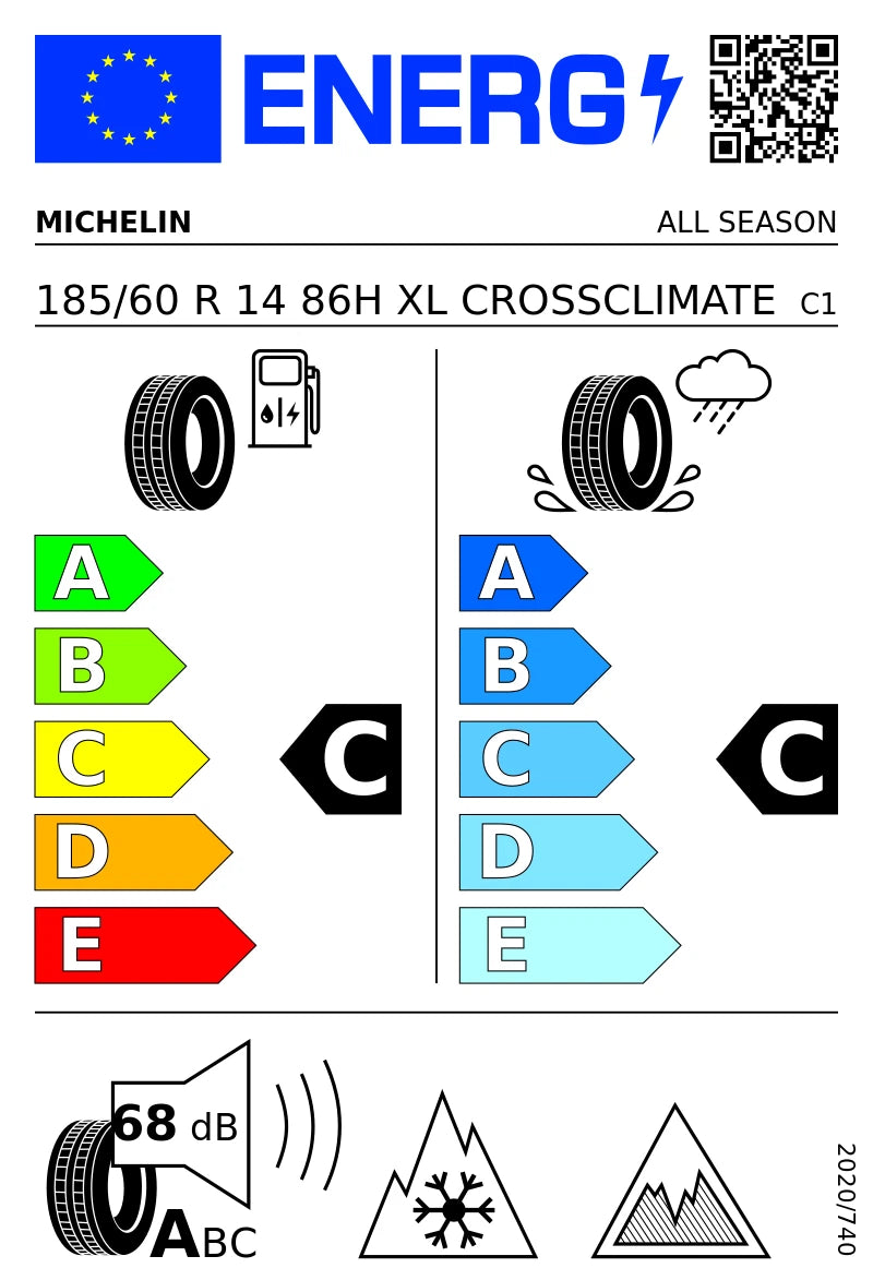 PNEUMATICI NUOVI MICHELIN 185/60 R14 XL 86H TL CROSSCLIMATE+ 4STAGIONI