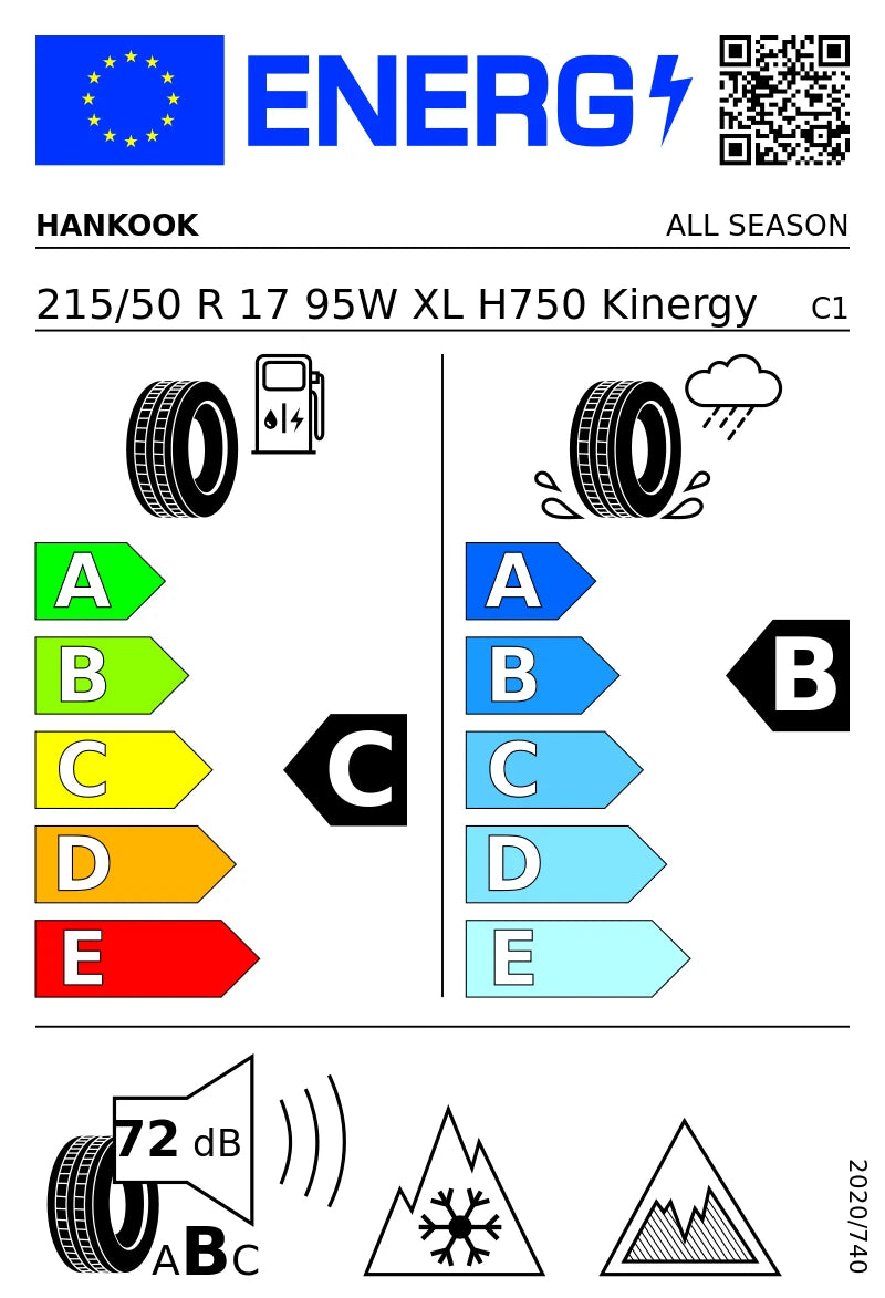 PNEUMATICI NUOVI HANKOOK 215/50 R17 XL 95W TL KINERGY 4S2 H750 4STAGIONI